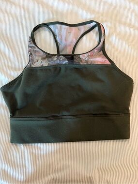 Fabletics Floral Racerback Longline Sports Bra Medium Support Women's S